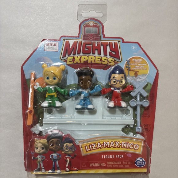 Spin Master Other - Mighty Express Mini Figures 3pk with Train Track Piece Netflix New